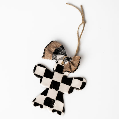 Adornos de Navidad MacLé® – Angelitos de Porcelana Ajedrezados