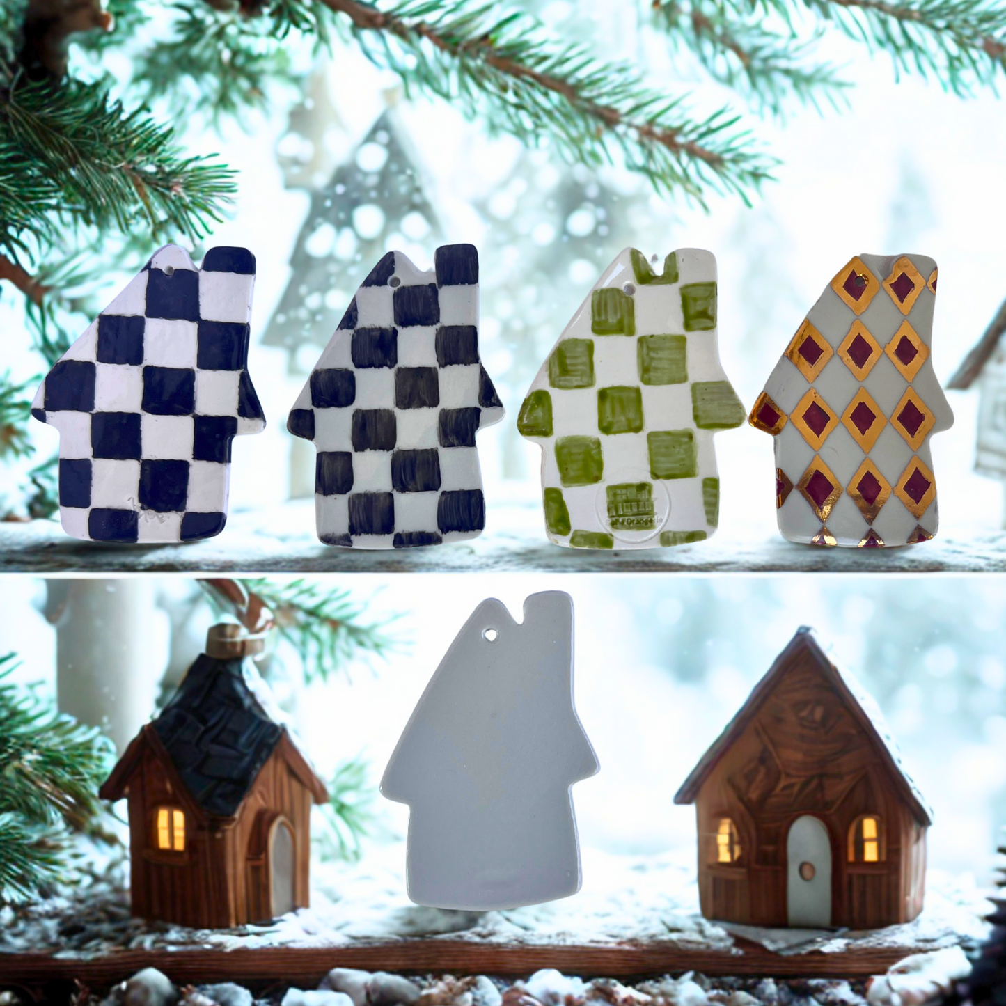Adornos de Navidad MacLé® – Serie Casitas de Porcelana